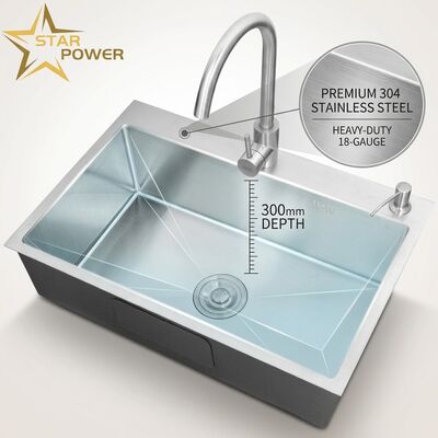 Buen precio Fregadero de cocina de montaje superior / sobre encimera, calibre 18, acero inoxidable 304, doble seno, pulido, montaje superior, 1000 mm, seno extragrande de 300 mm | Profundidad de seno personalizada disponible | Calibre de acero personalizado disponible en línea