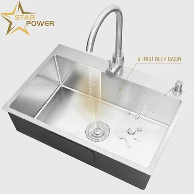 Buen precio Fregadero de cocina de doble cuenco igual de acero inoxidable 304, lavabo empotrable con revestimiento nanométrico de 600 mm y 9 pulgadas de profundidad en línea