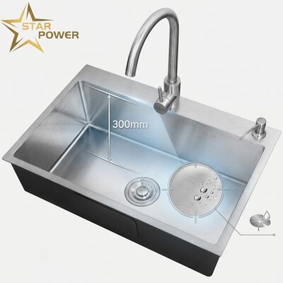 Buen precio Cuenca de cocina de montaje superior / caída en 18 calibre 304 SS igualitario Cuenca de cocina de doble tazón nano-revestida caída en 1000mm 300mm Cuenca extra profunda. en línea