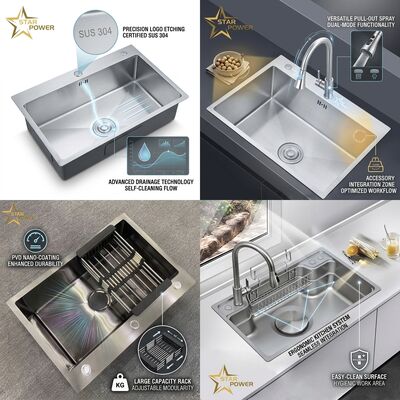 Buen precio Fregadero de cocina de acero inoxidable 304 de montaje superior con doble seno de 33x22 pulgadas, división 50/50, con escurridor y colador integrados en línea