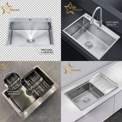 Buen precio 304 de acero inoxidable Bar de montaje bajo Prep Lavadero de cocina 15x15 pulgadas, calibre comercial 18 medidor, drenaje rápido X ranura en línea