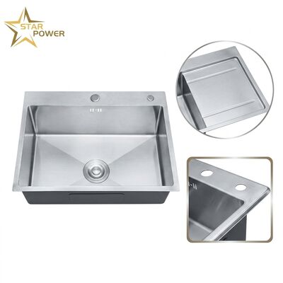 Buen precio Fregadero de lavandería/cocina de acero inoxidable 304 cepillado, 25x22 pulgadas, de montaje superior, con cubeta profunda y diseño de escurridor integrado en línea