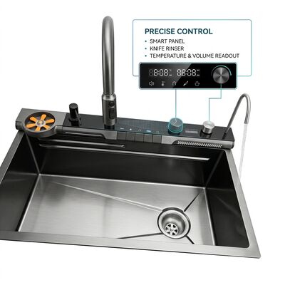 Buen precio Cuenca de cocina de RV de 24 pulgadas 304 de acero inoxidable Compacto Diseño de cubierta de vidrio de tazón único en línea