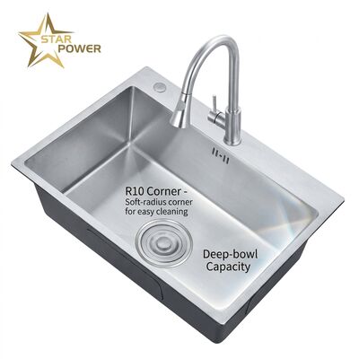 Buen precio Nano Black 31x20 Undermount Handmade Kitchen Sink SUS304 Single Bowl 18 Gauge online