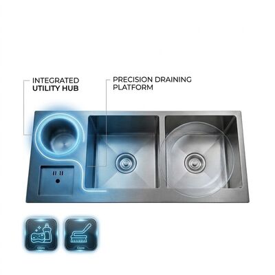 Buen precio 36 Inch PVD Gold Single Bowl Farmhouse Workstation Kitchen Sink SUS304 16 Gauge en línea