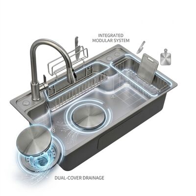 Buen precio 30 Inch Farmhouse Apron Front Double Bowl Kitchen Sink 16 Gauge with Grids en línea