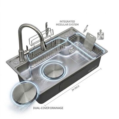 Buen precio 34 Inch Handmade Farmhouse Single Bowl Kitchen Sink SUS304 14 Gauge with Deep Basin en línea