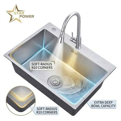 Buen precio 25 Inch Laundry Utility Sink SUS304 20 Gauge Deep Basin with Faucet Assembly en línea
