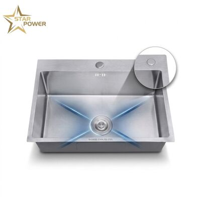 Buen precio 27 Inch Overmount Single Bowl Kitchen Sink SUS304 18 Gauge with Drainboard en línea