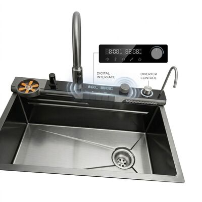 Buen precio 32 Inch Drop-In Double Bowl Kitchen Sink SUS304 20 Gauge with Glass Cover en línea