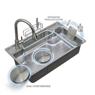 Buen precio 36 Inch Farmhouse Apron Front Single Bowl Kitchen Sink SUS304 14 Gauge Deep Basin online